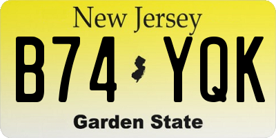 NJ license plate B74YQK