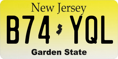 NJ license plate B74YQL