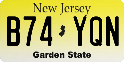 NJ license plate B74YQN