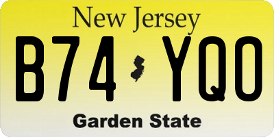 NJ license plate B74YQO