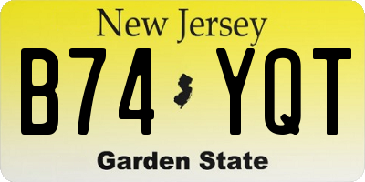 NJ license plate B74YQT