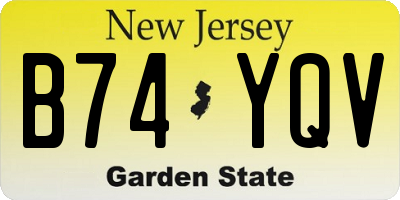 NJ license plate B74YQV