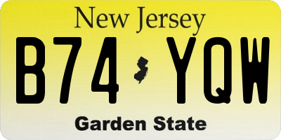 NJ license plate B74YQW