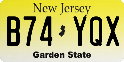 NJ license plate B74YQX