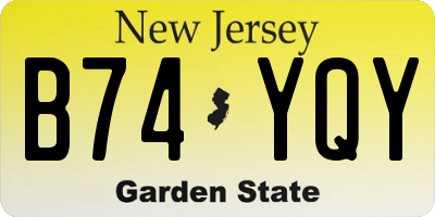NJ license plate B74YQY