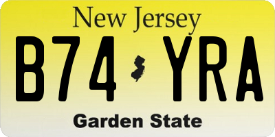 NJ license plate B74YRA