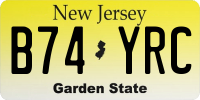 NJ license plate B74YRC