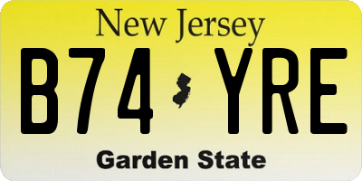 NJ license plate B74YRE