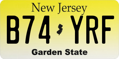 NJ license plate B74YRF