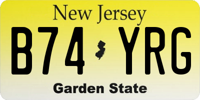 NJ license plate B74YRG