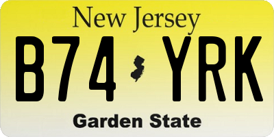 NJ license plate B74YRK