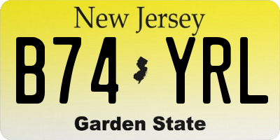 NJ license plate B74YRL