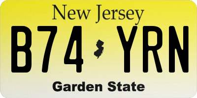 NJ license plate B74YRN