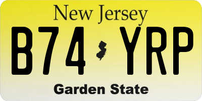 NJ license plate B74YRP