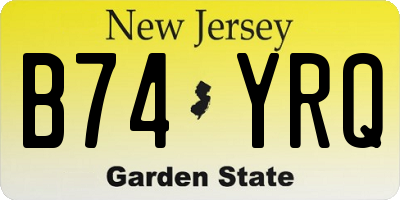 NJ license plate B74YRQ