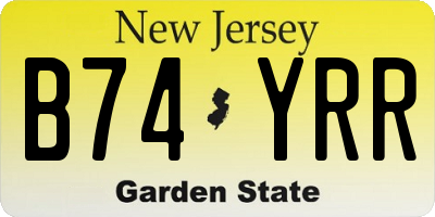 NJ license plate B74YRR