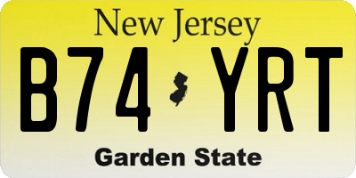 NJ license plate B74YRT