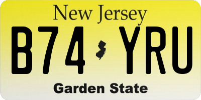 NJ license plate B74YRU