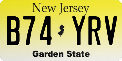 NJ license plate B74YRV