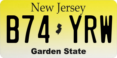 NJ license plate B74YRW