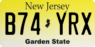 NJ license plate B74YRX