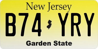 NJ license plate B74YRY