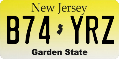 NJ license plate B74YRZ