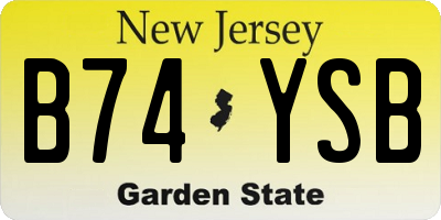 NJ license plate B74YSB