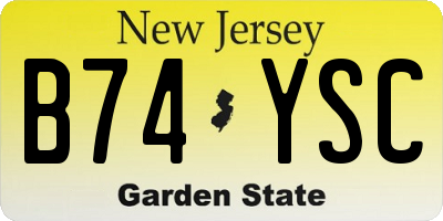 NJ license plate B74YSC