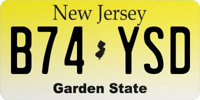 NJ license plate B74YSD