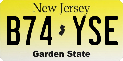 NJ license plate B74YSE