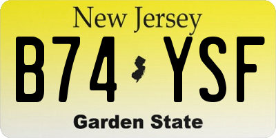 NJ license plate B74YSF