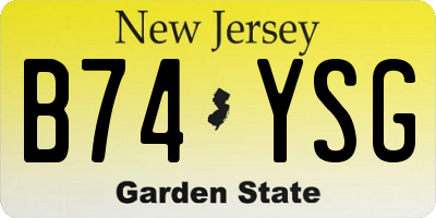 NJ license plate B74YSG