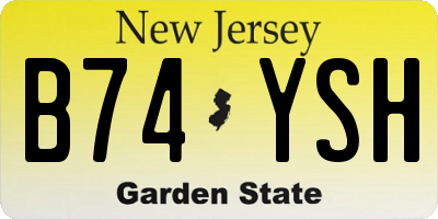 NJ license plate B74YSH