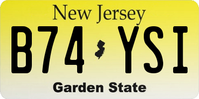 NJ license plate B74YSI