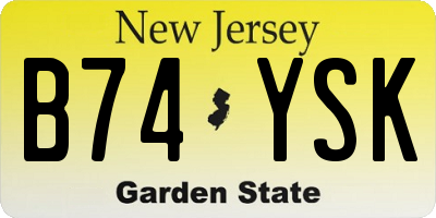 NJ license plate B74YSK