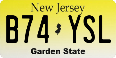 NJ license plate B74YSL