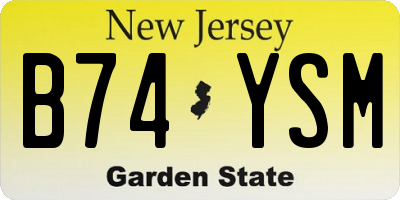 NJ license plate B74YSM