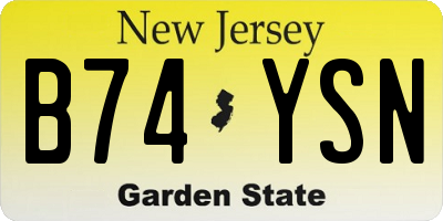 NJ license plate B74YSN