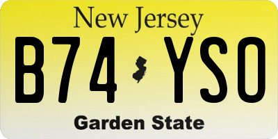 NJ license plate B74YSO
