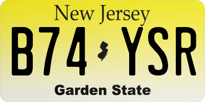 NJ license plate B74YSR