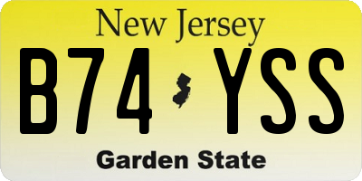 NJ license plate B74YSS