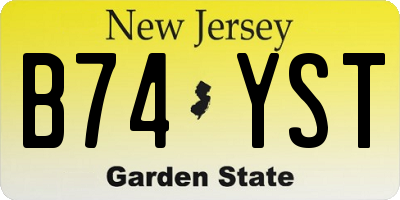 NJ license plate B74YST
