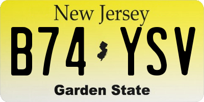 NJ license plate B74YSV