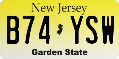 NJ license plate B74YSW