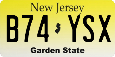 NJ license plate B74YSX