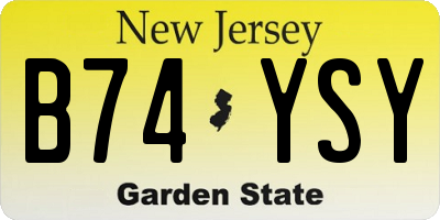 NJ license plate B74YSY