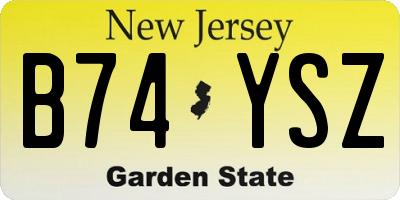 NJ license plate B74YSZ