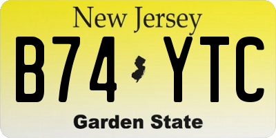 NJ license plate B74YTC