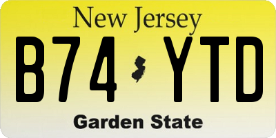 NJ license plate B74YTD
